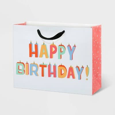 Spritz Happy Birthday Candles Print Gift Bag, M, Assorted