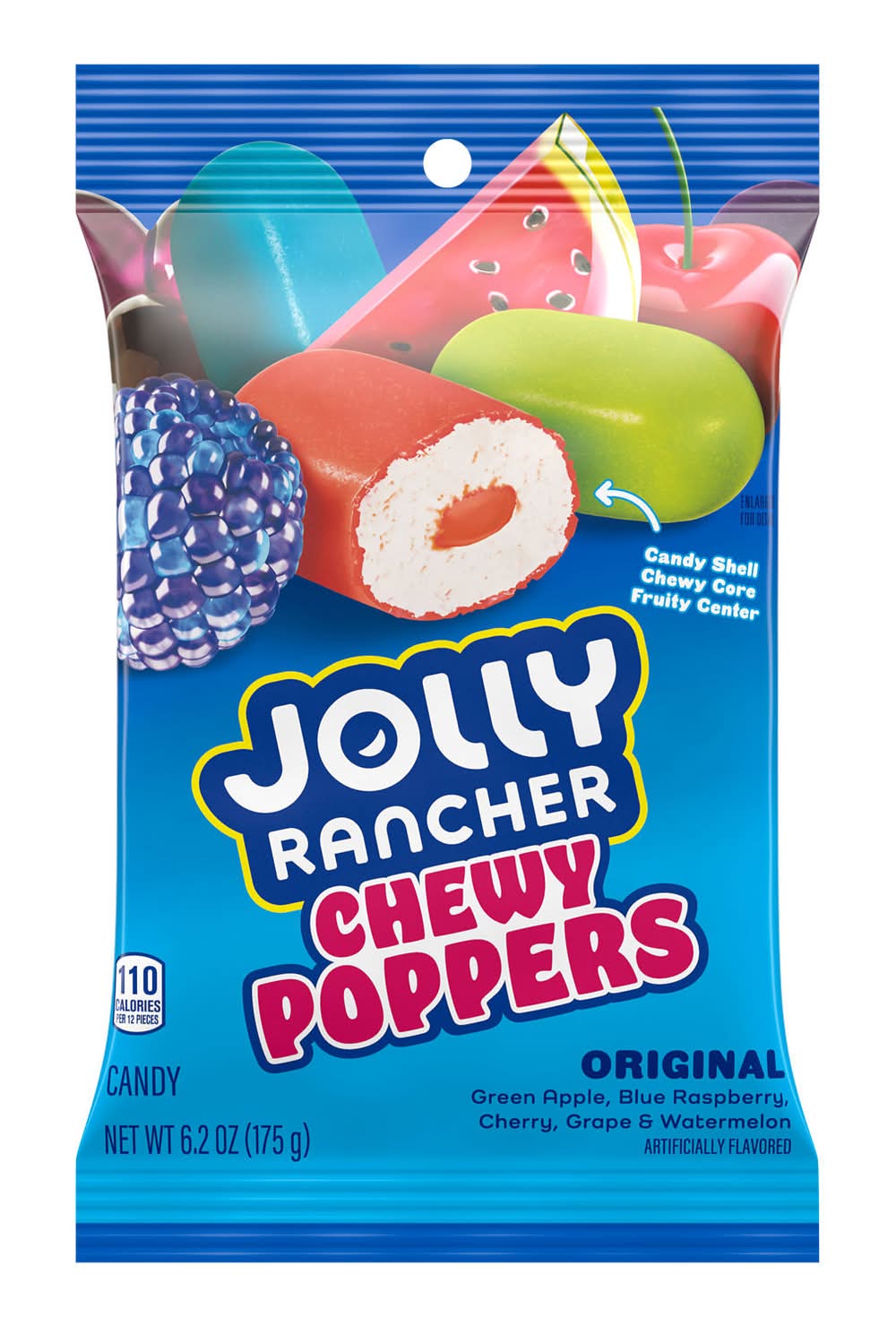 Jolly Rancher Chewy Poppers Fruit Candy Bag, Assorted (6.2 oz)