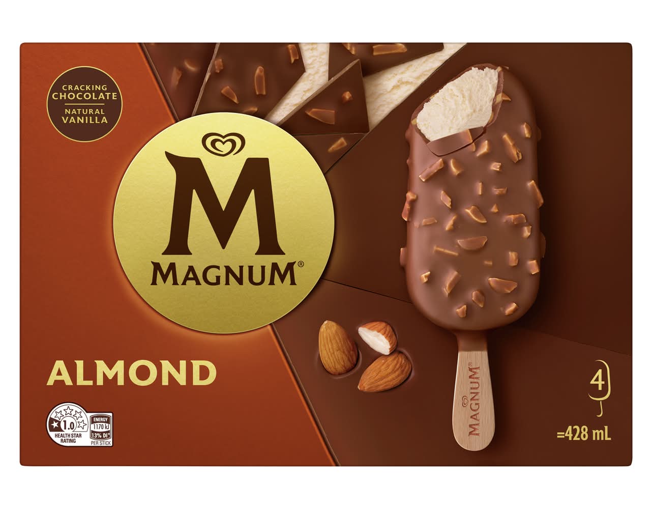 Magnum Ice Cream Sticks, Almond (428mL, 4 pack)