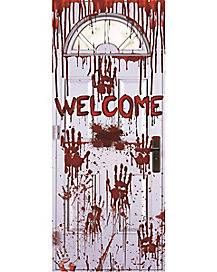 Bloody Handprints Welcome Door Cover