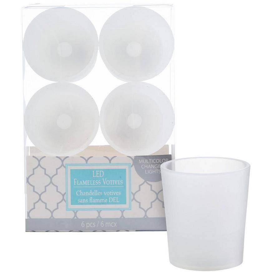 White Color-Changing Votive Flameless LED Candles 6ct