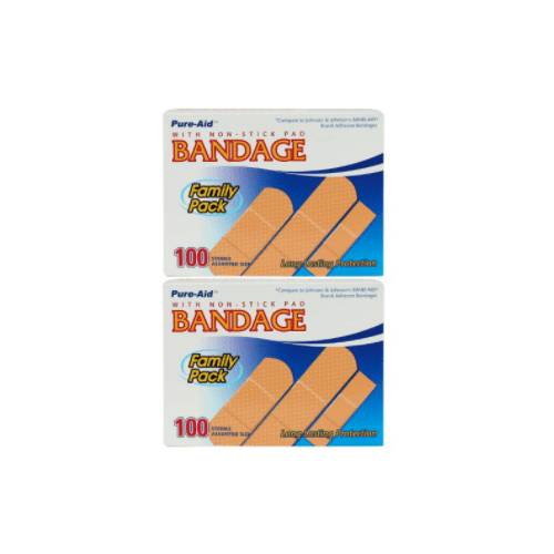 Pure-Aid Family pack Long Lasting Bandages (100 ct)