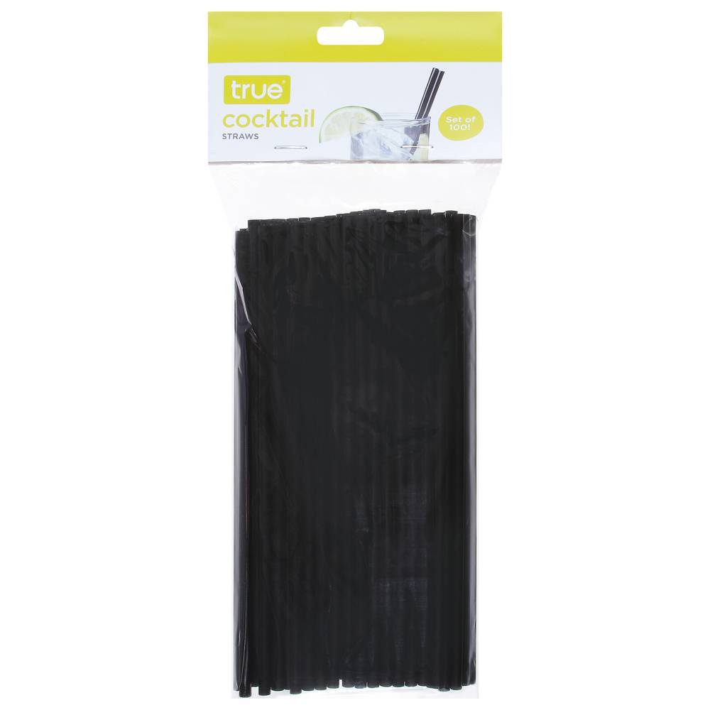 True Brands Cocktail and Paper Straws, Black (100 ct)