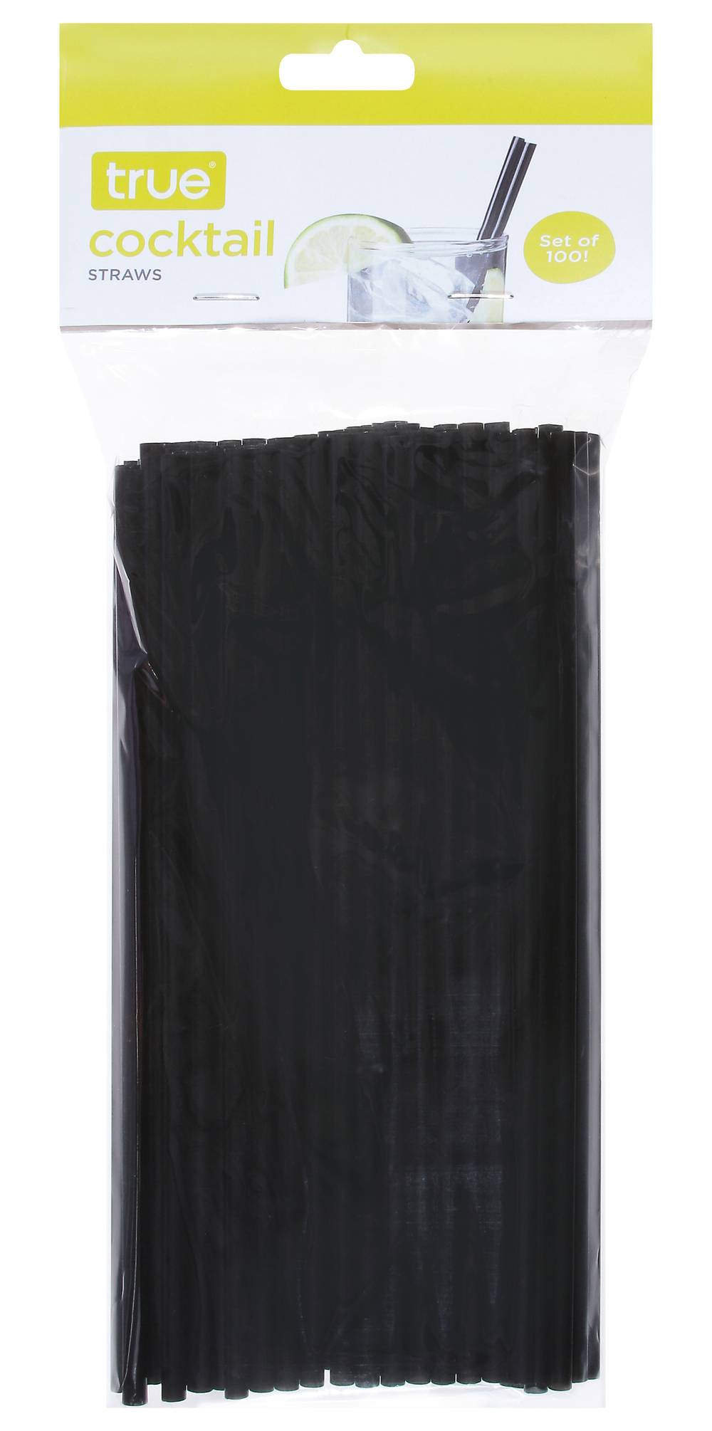 True Brands Cocktail and Paper Straws, Black (100 ct)