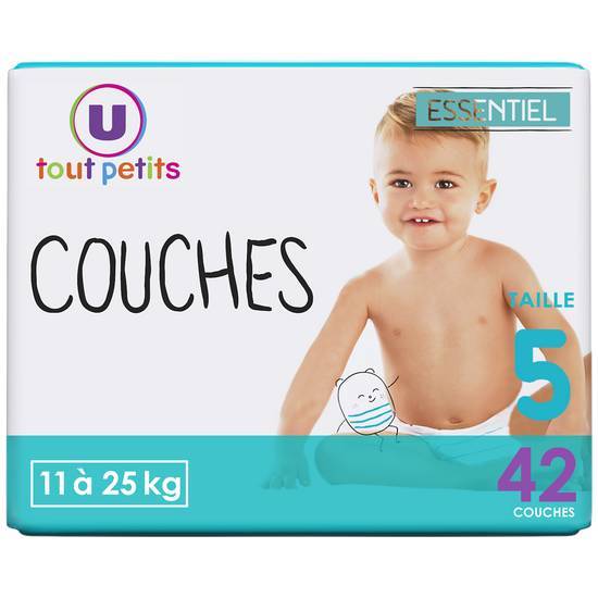 U Tout Petits - Couches pour bébé dès 11 à 25 kg (42 unités) (taille 5)