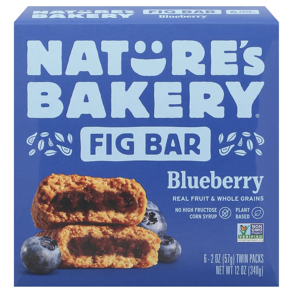 Nature's Bakery Real Fruit & Whole Grains Fig Bars, Blueberry (6 x 2 oz)