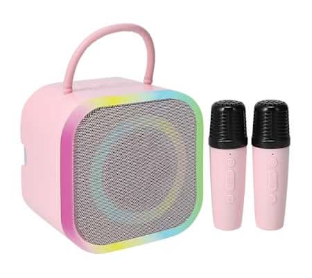 Karaoke Machine With 2 Mini Mics Pink