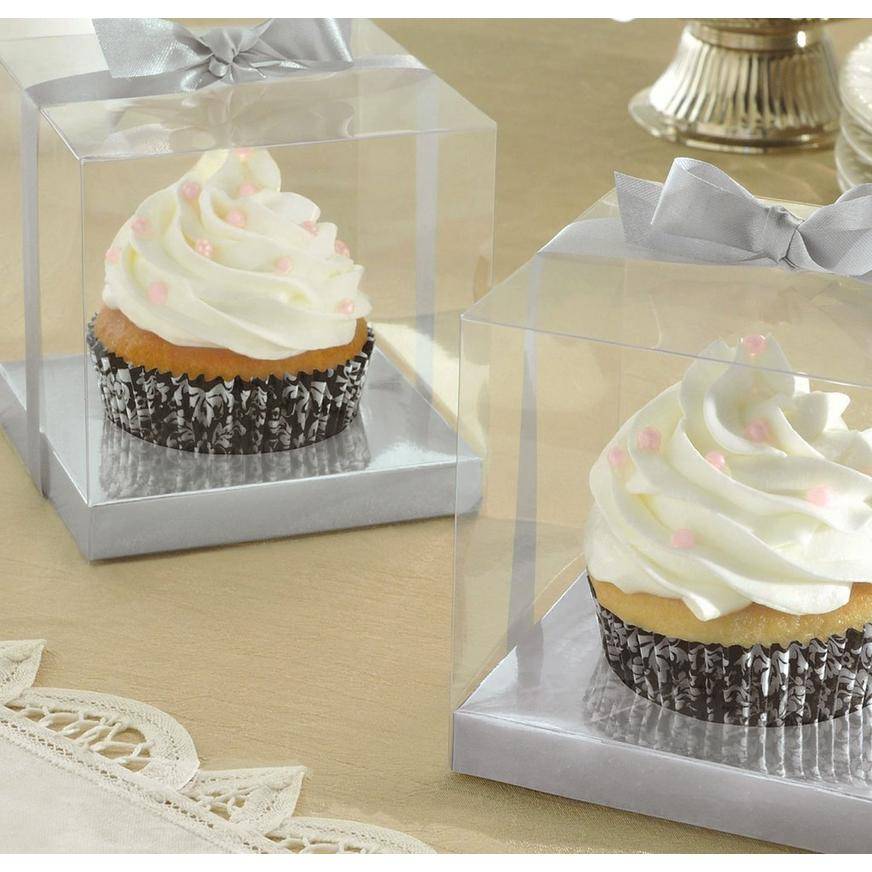 Silver Individual Cupcake Boxes, 20ct