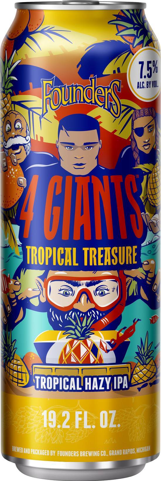 Founders 4 Giants Tropical Treasure, Tropical Hazy Ipa Beer (19.2oz can)