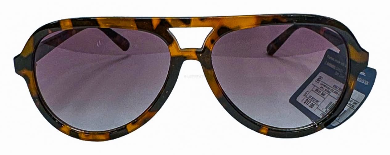 Universal Thread Tortoise Print Shiny Plastic Metal Aviator Sunglasses, Women, Dark Brown