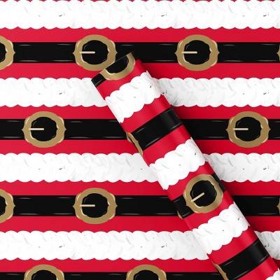 50 sq ft Santa Belt Christmas Gift Wrap Red/Black - Wondershop™: Black Belt Gifts, Christmas Wrapping Paper, FSC Certified