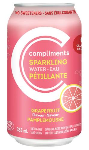Compliments Eau Pétillante Au Pamplemousse Rose 355 Ml / Compliments Sparkling Water Pink Grapefruit 355 ml