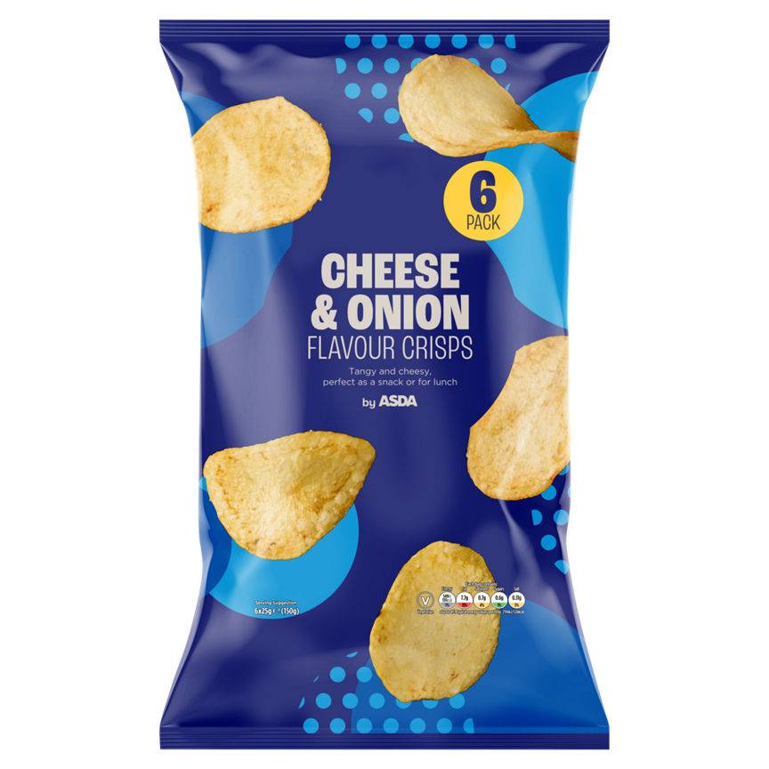 ASDA Cheese-Onion, Crisps (6 pack)