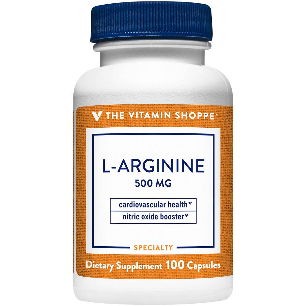 The Vitamin Shoppe L-Arginine Amino Acid - Supports Production Of Nitric Oxide - 500 mg Capsules (100 ct)