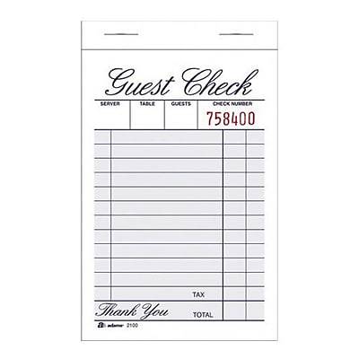 Adams Guest Check Books 1-part 12 Pads Of 100 Sheets Each (1,200 guest checks total)