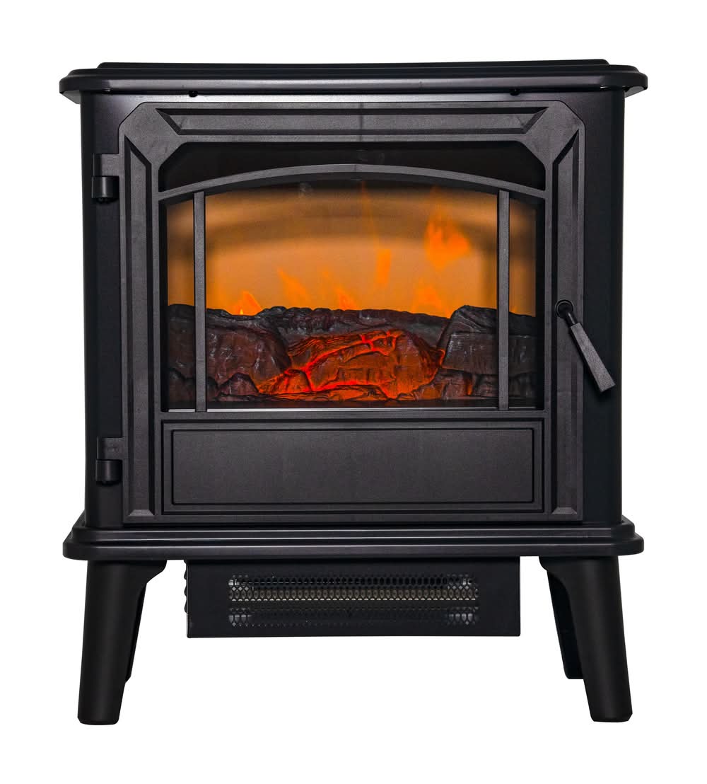 Style Selections 20.87-in W 5200 -BTU Black Metal Flat wall Fan-forced Electric Stove with Thermostat