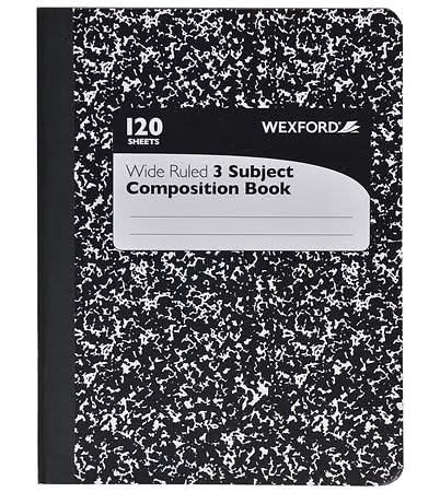 Wexford 120 Sheets Wide Ruled 3 Subject Composition Book