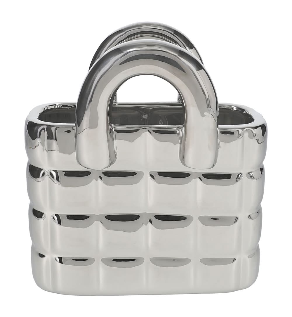 Chrome Ceramic Purse Vase