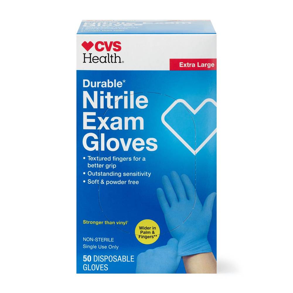 CVS Health Durable Nitrile Exam Gloves, XL (50 ct)