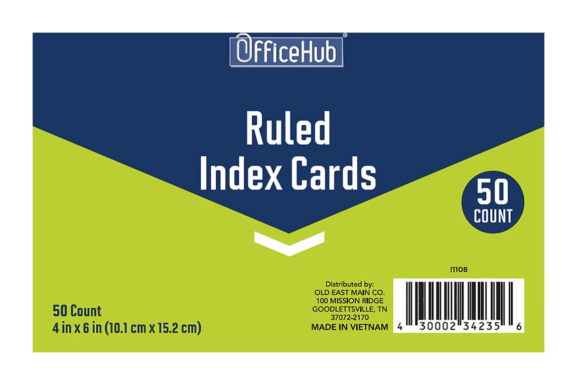 OfficeHub Ruled Index Cards, 4x6 in (50 ct)