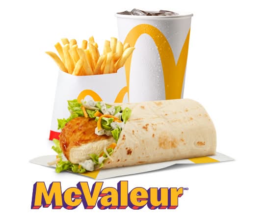 Trio McValeur Wrap-éclair poulet grillé sauce Ranch [500-650 Cal]