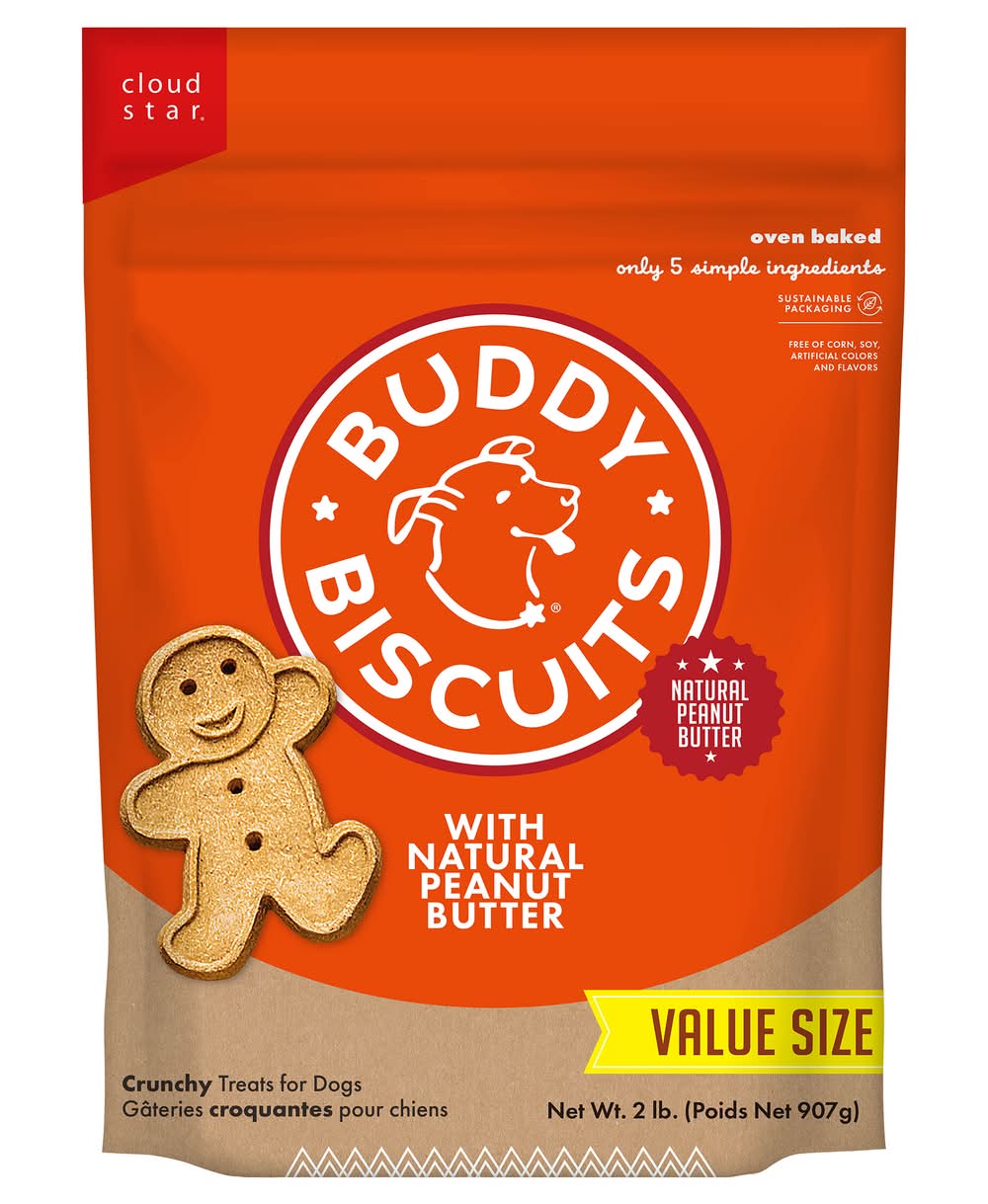 Buddy Natural Peanut Butter Biscuits Crunchy Dog Treats (2 lbs)