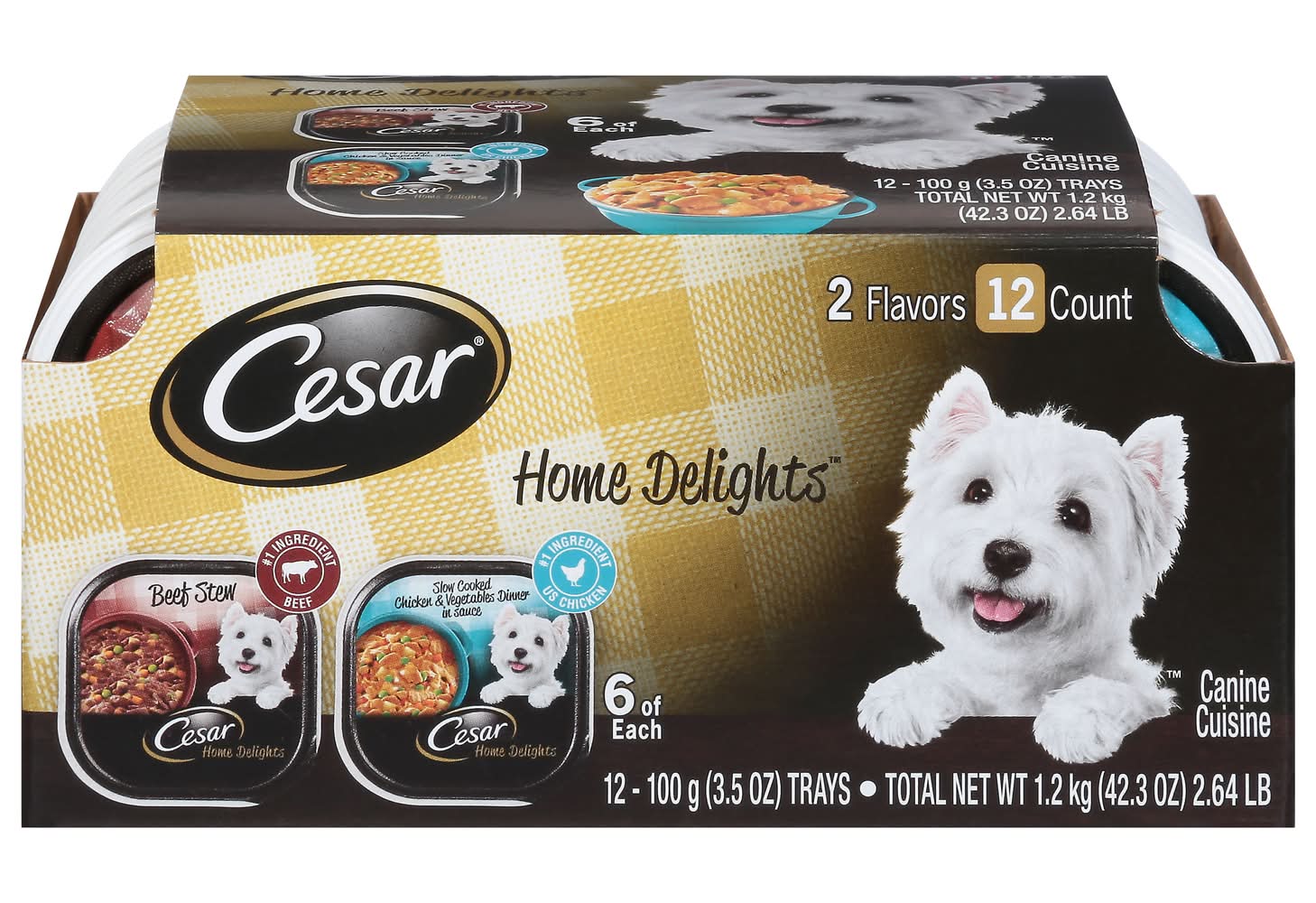 Cesar Home Delights Wet Dog Food Variety pack, Beef Stew-Chicken & Vegetables (12 x 3.5 oz)