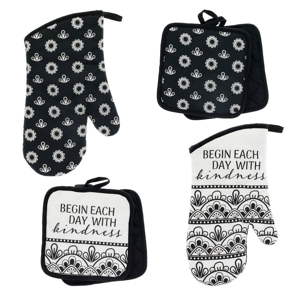 Home Collection Black And White Oven Mitt And Potholder, 2-ct.