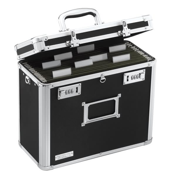 Vaultz® Locking Storage File Tote, Letter Size, 12 1/4" x 13 3/4" x 7 1/4", Black