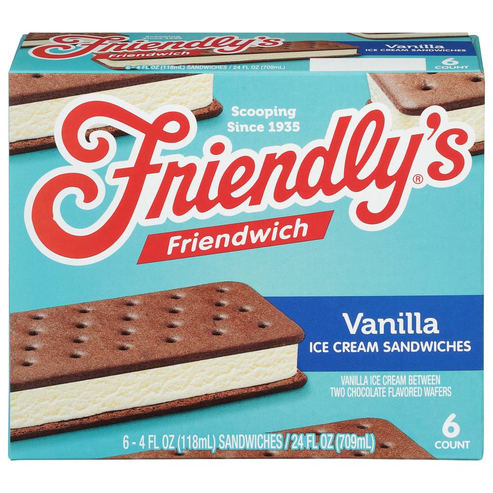Friendly's Friendwich Vanilla Ice Cream Sandwich (1.57 lbs, 6 ct)