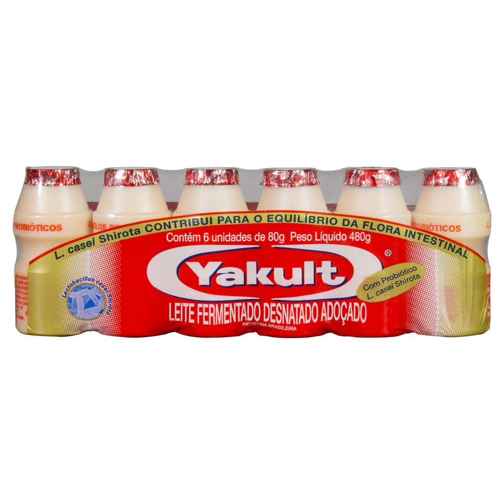 Yakult leite fermentado desnatado adoçado (6 un, 80 g)