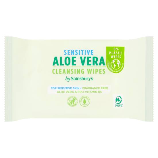 Sainsbury's Aloe Vera, Sensitive Cleansing Wipes (25 pack)