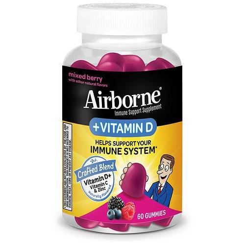 Airborne Vitamin C + Vitamin D & Zinc Immune Support Gummies Mixed Berry - 60.0 ea