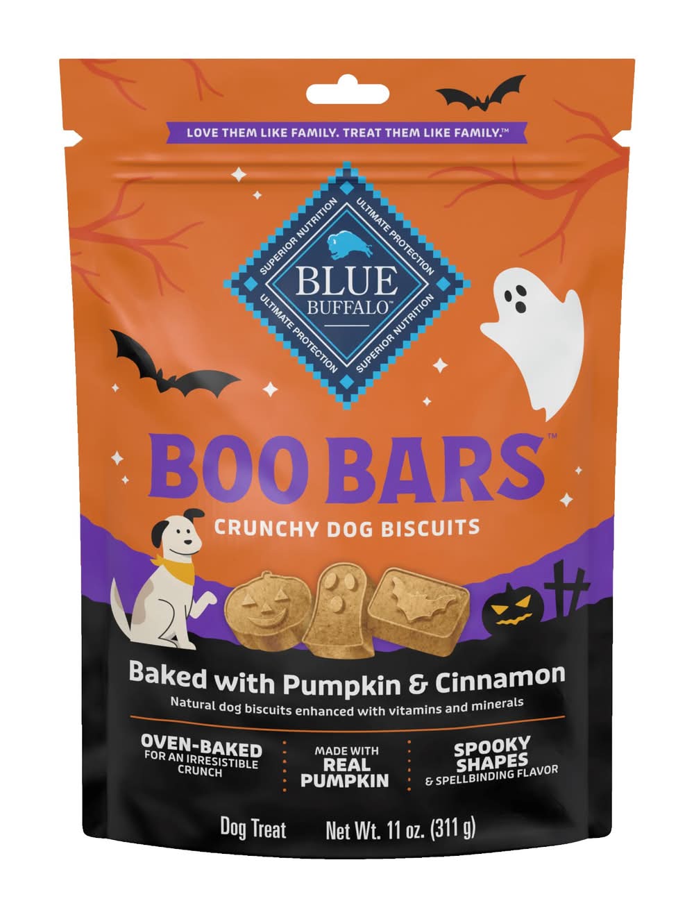 Blue Buffalo Boo Bars Crunchy Halloween Dog Biscuits, Pumpkin & Cinnamon Flavor, 11 oz. (Size: 11 Oz)