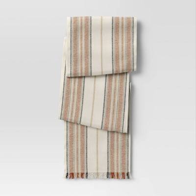 108" x 14" Cotton Striped Table Runner Orange - Threshold™