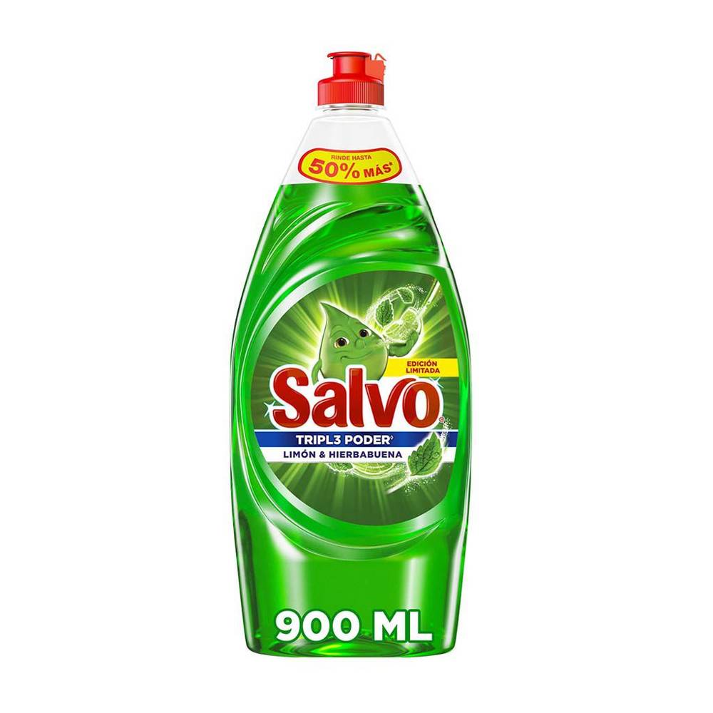 Salvo lavatrastes líquido limón & hierbabuena (botella 900 ml)