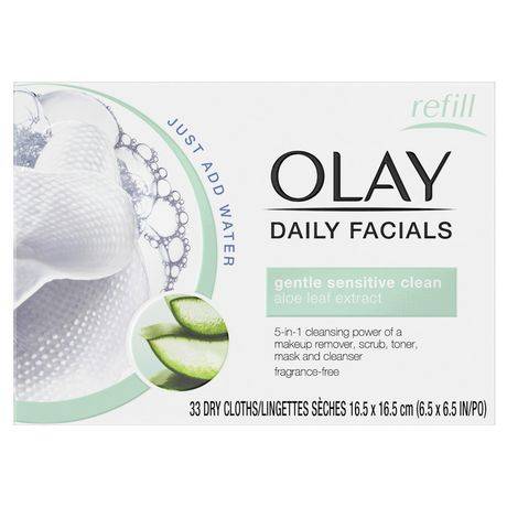 Olay Daily Facial Sensitive Cleansing Cloths W/ Aloe Extract, Makeup Remover
