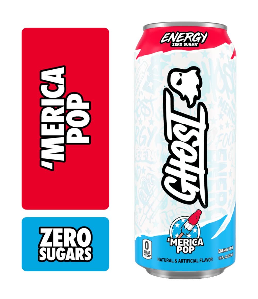 Ghost Zero Sugar Energy Drink, Merica Pop (16 fl oz)