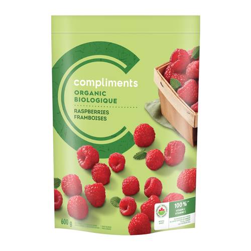 Compliments Organic Frozen Raspberries 600 g