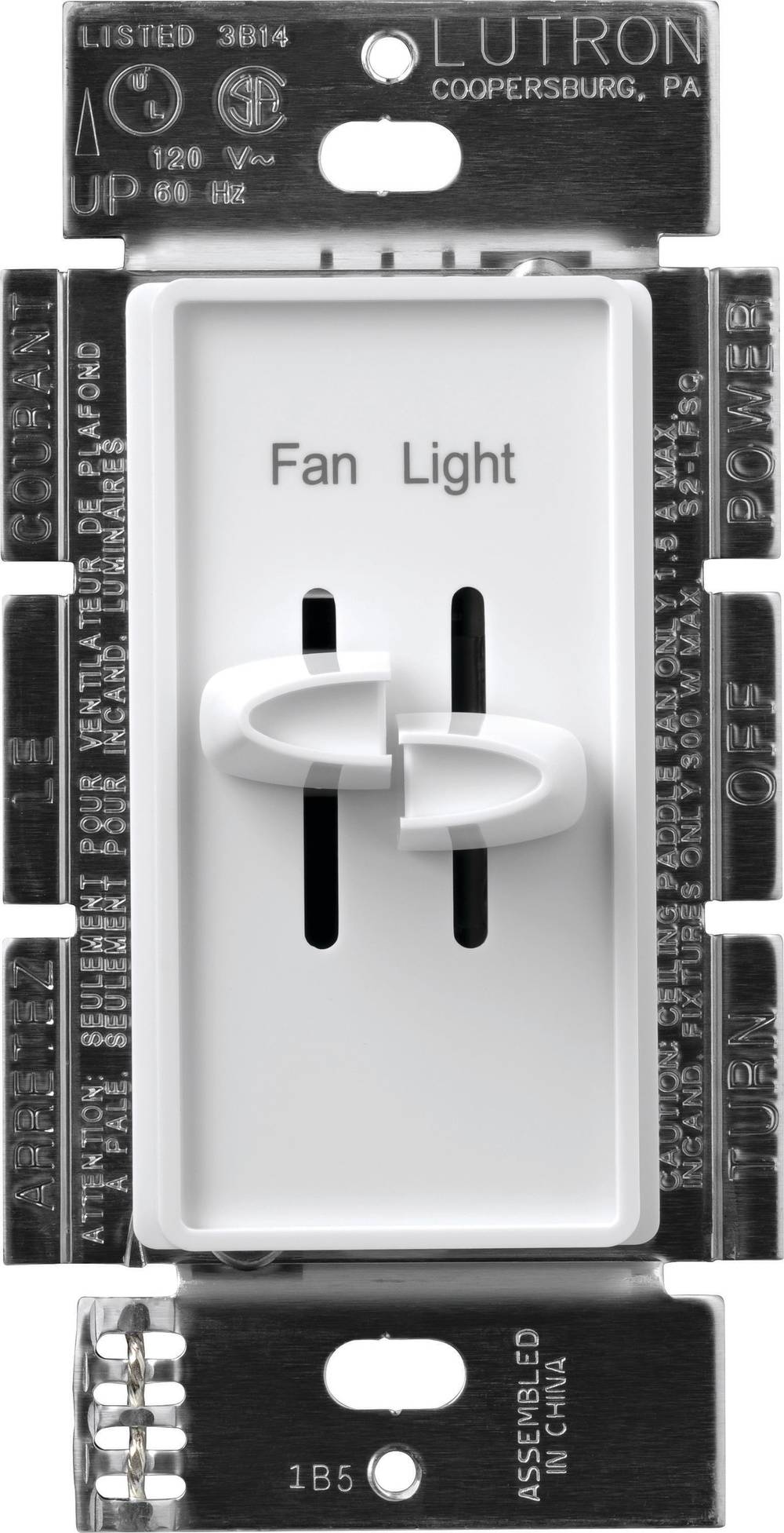 Lutron Skylark Incandescent 1.5-Amp 3-speed Wired Slide Fan Control, White | S2-LFSQH-WH