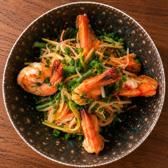 Papaye vert crevettes