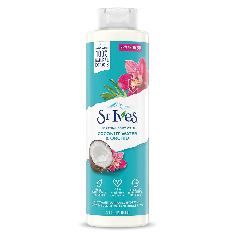 St. Ives Hydrating Cruelty-Free Coconut Water & Orchid Body Wash, 22 OZ