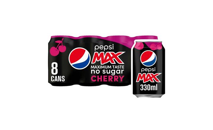 Pepsi Max Cherry 8 x 330ml Cans (404506)