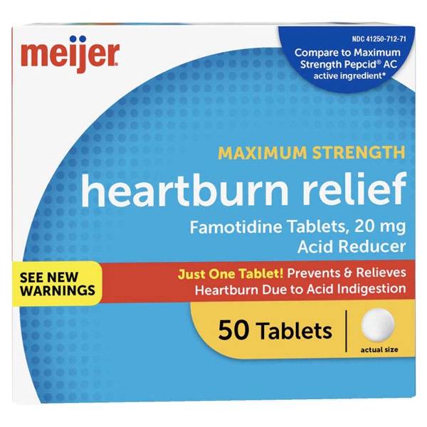 Meijer Maximum Strength Heartburn Relief Famotidine Tablets, 20 mg (50 ct)