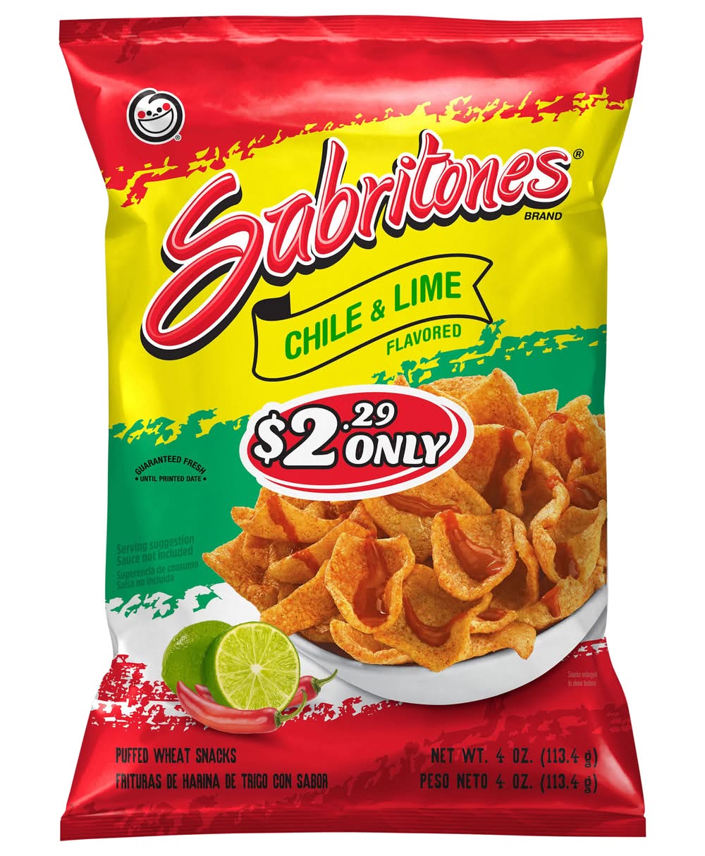 Sabritones Puffed Wheat Snacks, Chile & Lime (4 oz)