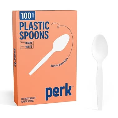 Perk™ Polystyrene Spoon, Heavy-Weight, White, 100/Pack (PK56405)