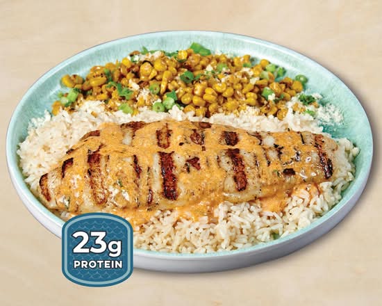 CAJUN SWAI PLATE W/WHITE RICE & FIRE ROASTED STREET CORN