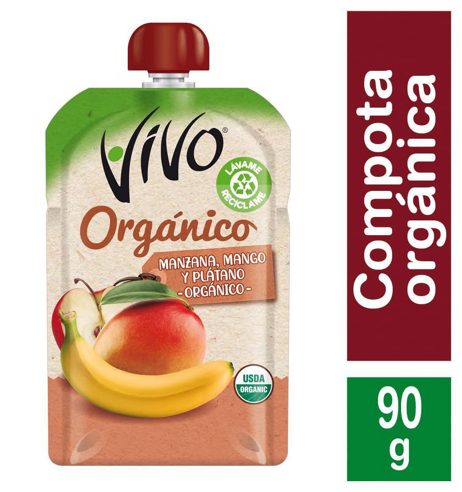 Vivo · Compota orgánica de manzana, plátano y mango (90 g)