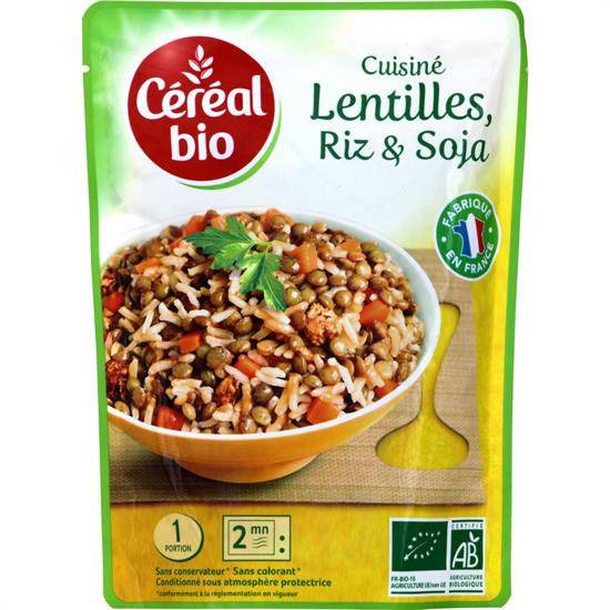 Céréal Bio cuisiné lentilles, riz & soja bio