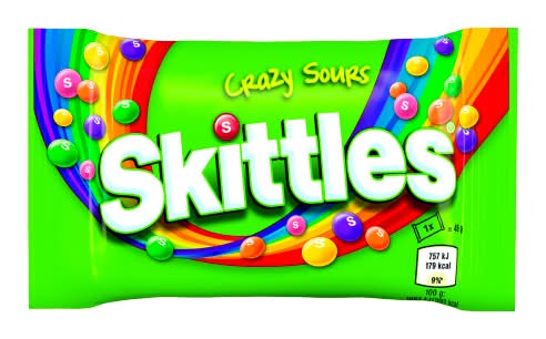 Skittles Fruit, Vegan Chewy Crazy Sour Sweets (45g)